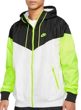 Nike Windrunner Hooded Windbreaker Jacket Neon Volt Black White Men’s Small